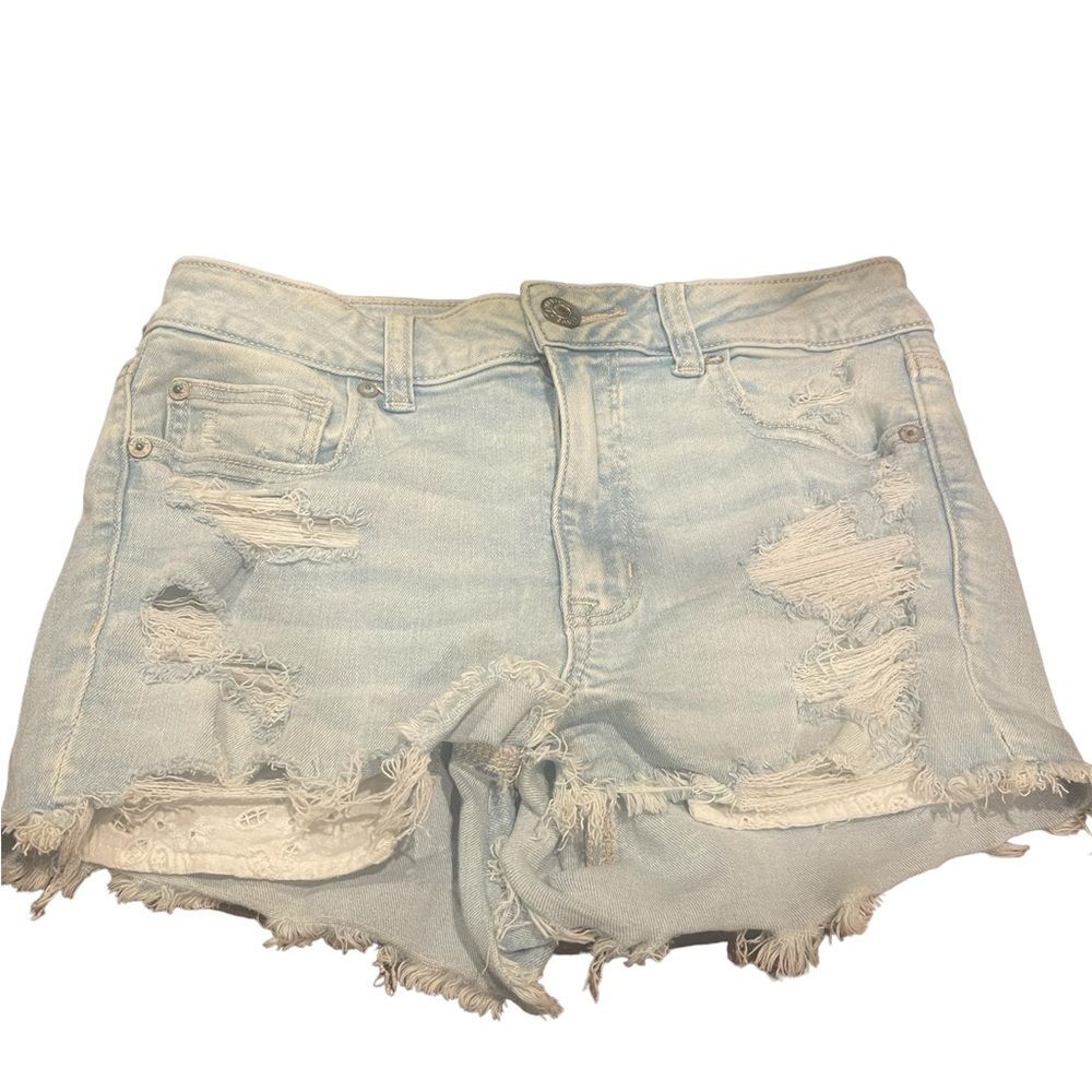 American eagle light wash high rise denim short size 6